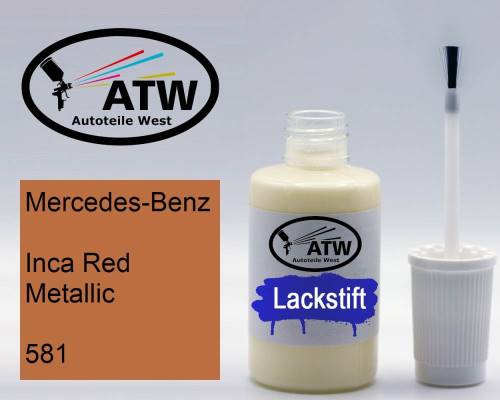 Mercedes-Benz, Inca Red Metallic, 581: 20ml Lackstift, von ATW Autoteile West.